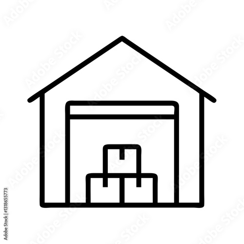 warehouse icon, warehouse line art - simple line art of warehouse, perfect for warehouse logos and icons