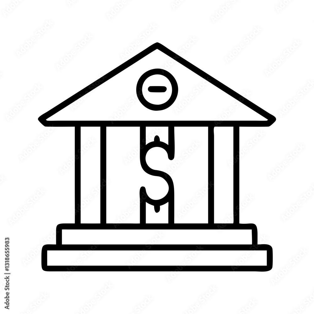 bank icon, bank line art - simple line art of bank, perfect for bank logos and icons