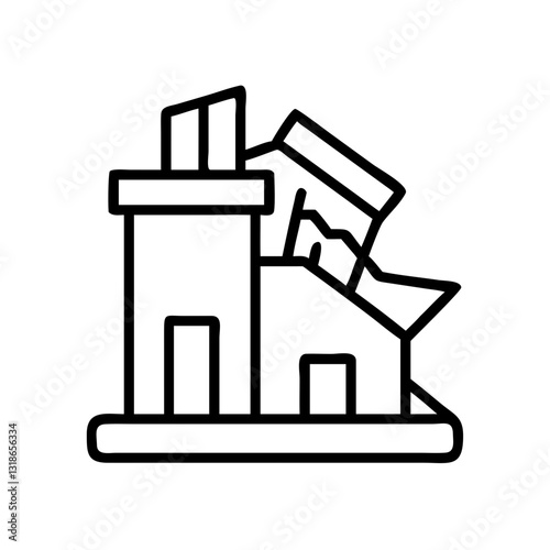 demolished building icon, demolished building line art - simple line art of demolished building, perfect for demolished building logos and icons