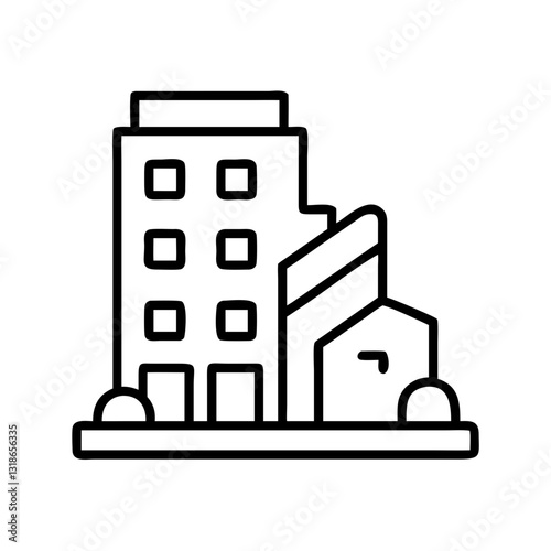 demolished building icon, demolished building line art - simple line art of demolished building, perfect for demolished building logos and icons