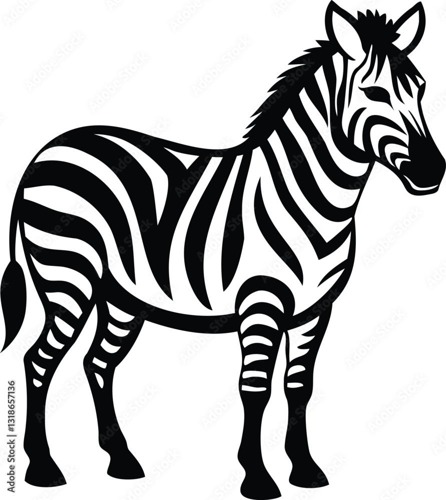 Fototapeta premium Zebra Silhouette Striped Elegance in Shadow