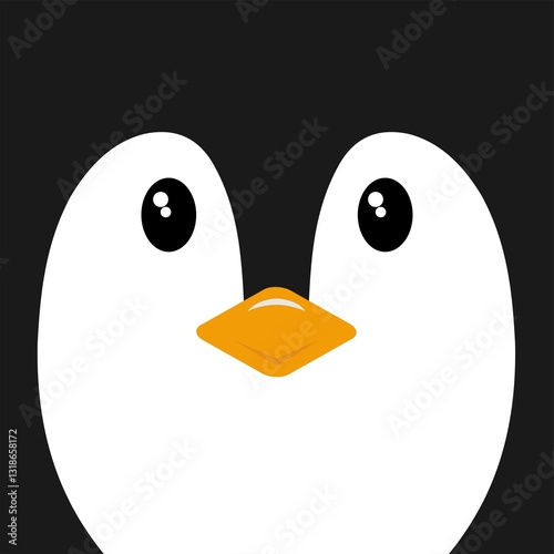 Penguin face flat vector illustration  cute animal vector characters.