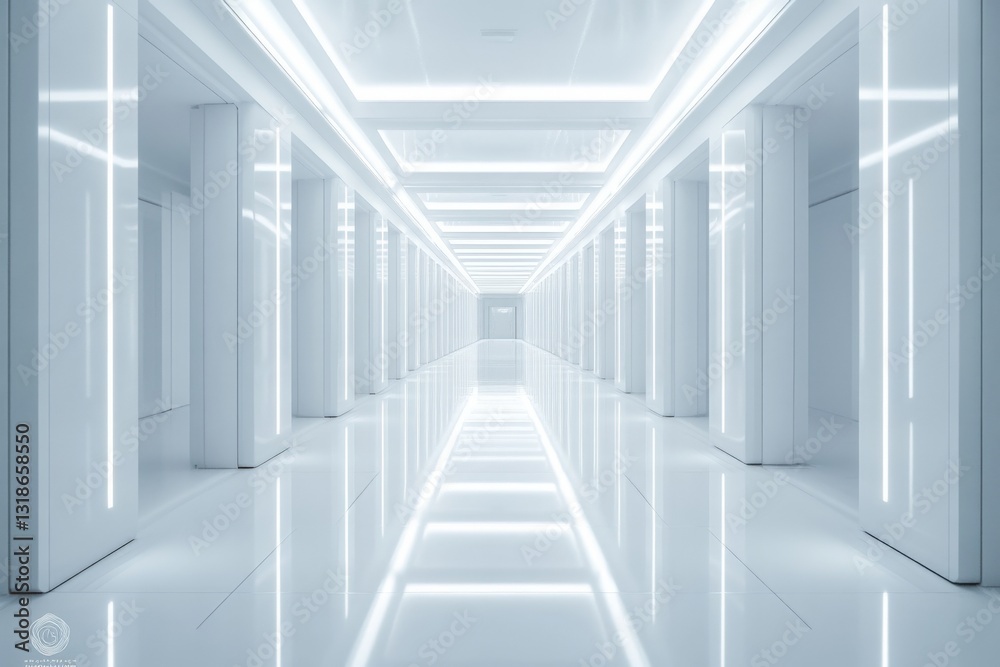 When light meets architecture in a futuristic hallway with sleek design elements When light meets architecture in a futuristic hallway with sleek design elements