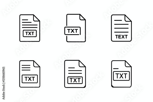 Digital Documentation: An assortment of stylized text file icons, each showcasing a unique design, ideal for illustrating digital documents and content management concepts. 