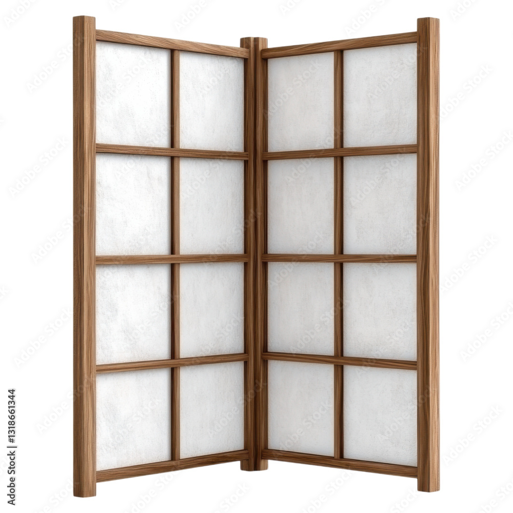 A decorative folding screen featuring a wooden frame and translucent panels, designed to enhance interior aesthetics. A decorative folding screen featuring a wooden frame and translucent panels, designed to enhance interior aesthetics.