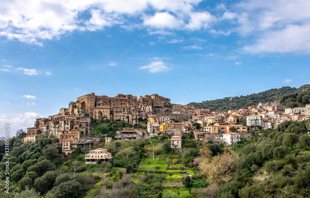 Pisciotta village, from Cilento Coast, Italy Pisciotta village, from Cilento Coast, Italy