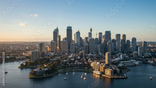 Wallpaper Mural Sydney skyline with skyscrapers and waterfront view during sunset Represents modern urban living and tourism Torontodigital.ca