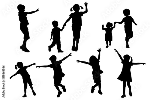 shadow shilloute People The children are playing happily gesture