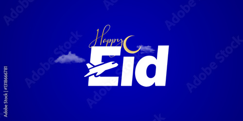Tour, Travel, Airlines, Aviation, Tourism, Tourist visit creative concept idea design for Eid, Ramadan, Eid Ul Adha Islamic festival poster with new moon monuments airplane and tourist