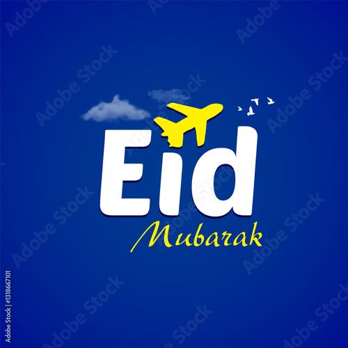 Tour, Travel, Airlines, Aviation, Tourism, Tourist visit creative concept idea design for Eid, Ramadan, Eid Ul Adha Islamic festival poster with new moon monuments airplane and tourist
