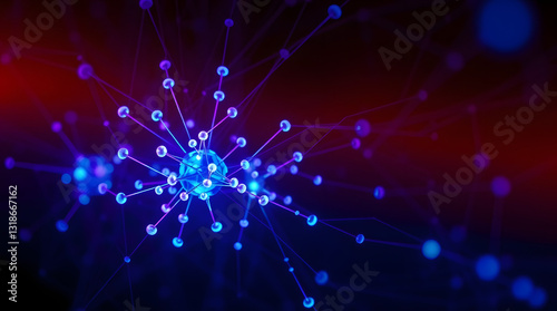 Abstract digital network, futuristic data visualization, artificial intelligence connectivity. Polygon blockchain network, cloud computing technology, futuristic data connectivity