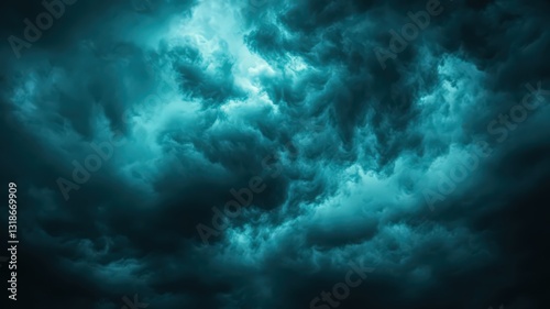 Dramatic Dark Teal and Black Stormy Cloudscape