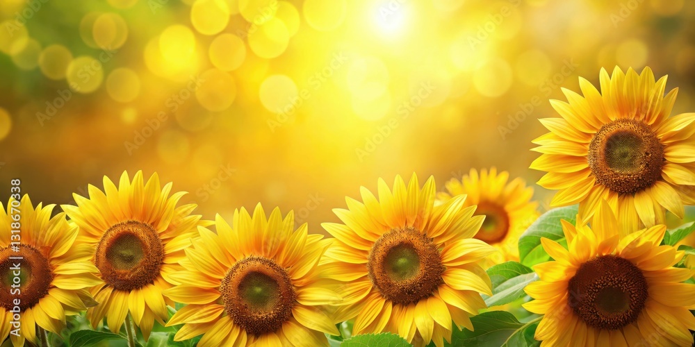 Fototapeta premium Golden Sunflowers in a Meadow of Warmth, Basking in the Radiant Glow of a Summer Day