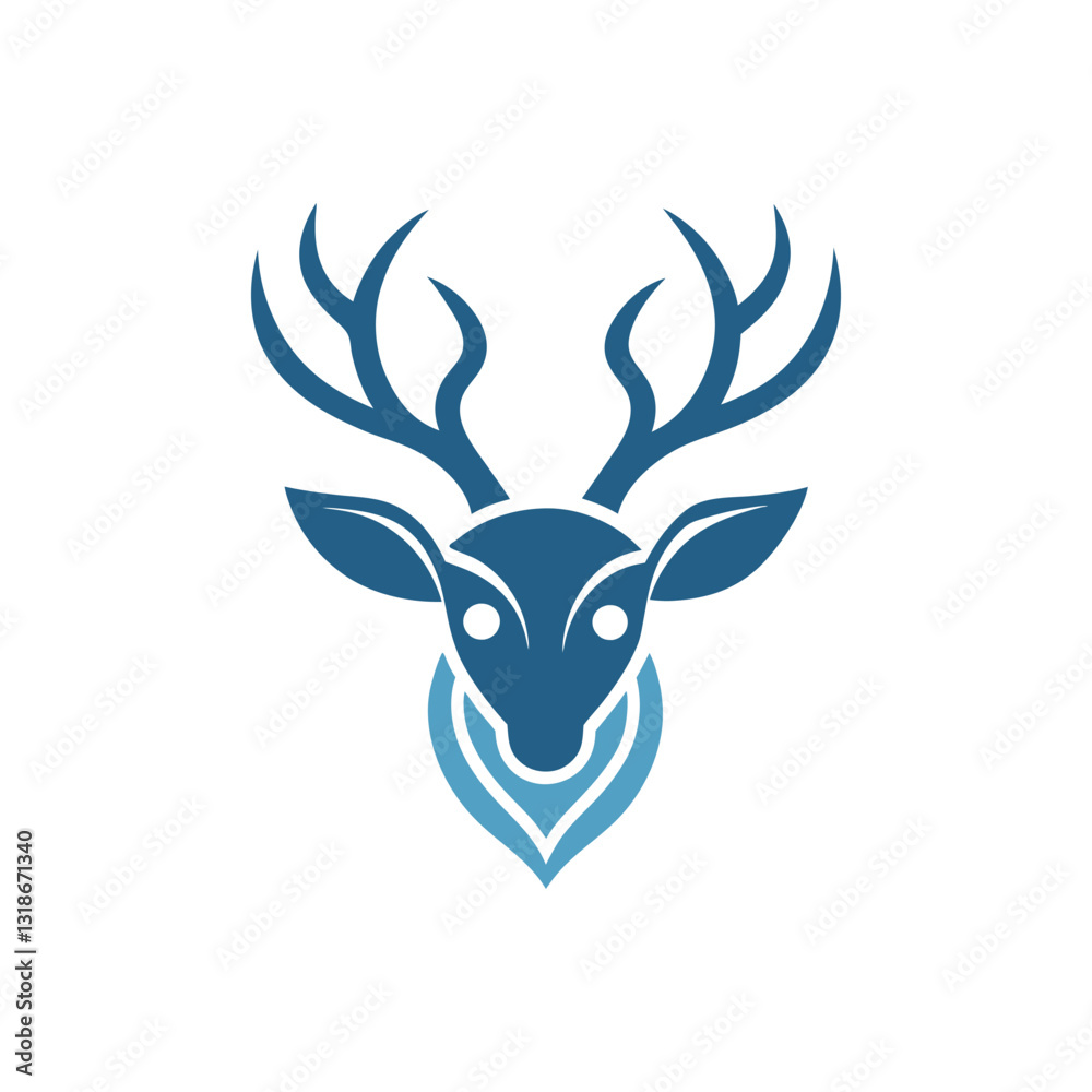 Naklejka premium a minimalist modern deer head logo with symmetric