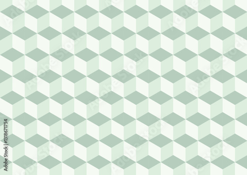 3D cube pattern green background. Vector illustration