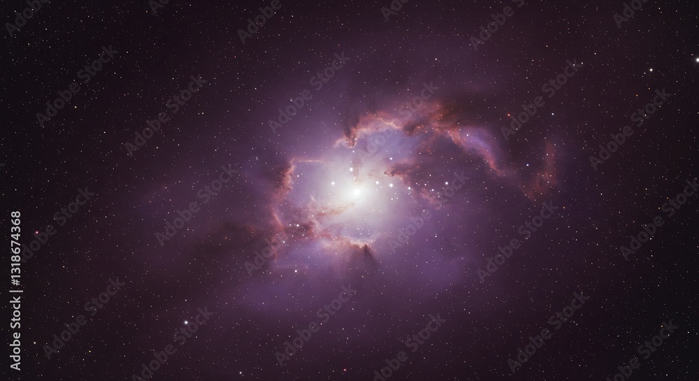Fototapeta premium A celestial galaxy filled with twinkling stars against a rich amethyst background.