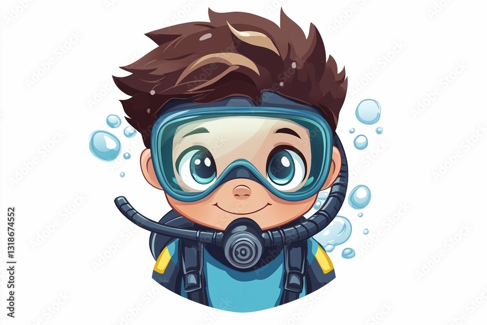 Young boy enjoying underwater adventures with snorkeling gear and a cheerful smile Young boy enjoying underwater adventures with snorkeling gear and a cheerful smile