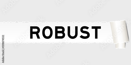 Ripped gray paper background that have word robust under torn part