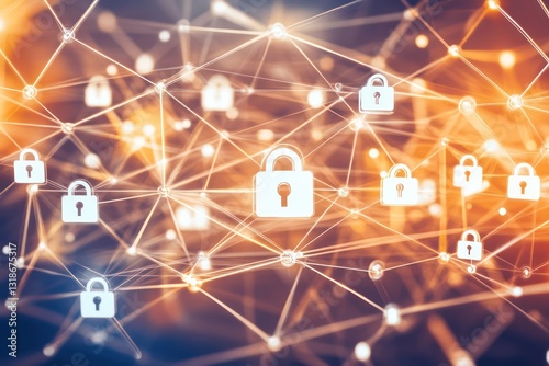 Digital locks displayed over a network grid, representing the layered security measures essential for protecting cyber infrastructure.