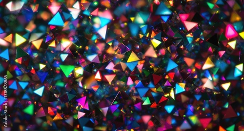 Abstract colorful iridescent triangular shapes.