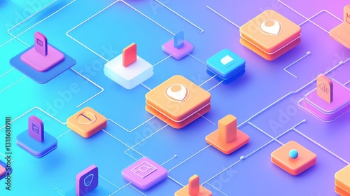 Network of user icons symbolizing IAM roles and access management.