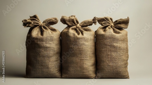 Three Burlap Sacks: Rustic Texture and Vintage Appeal