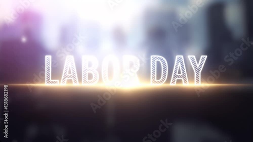 laborday Neon Business Word Cloud on Digital Screen photo
