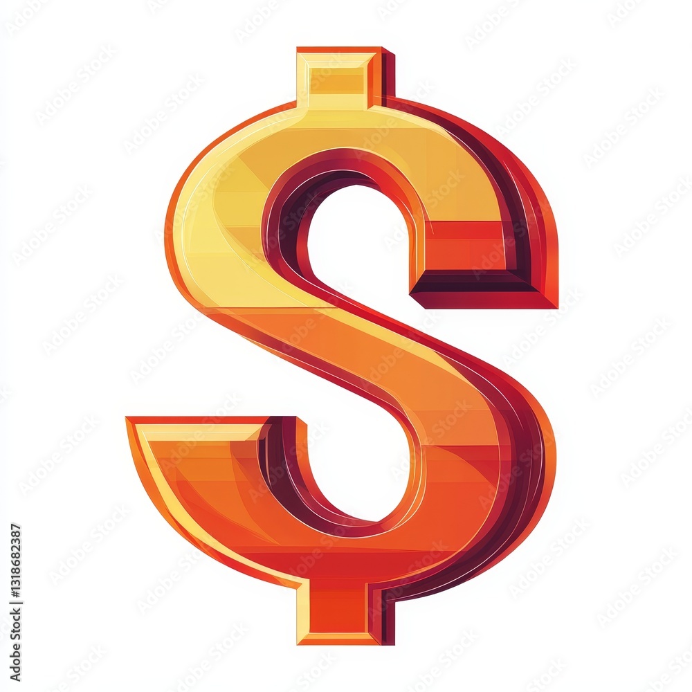 3d dollar sign. Isolated on white background. Vector illustration. 3d dollar sign. Isolated on white background. Vector illustration.