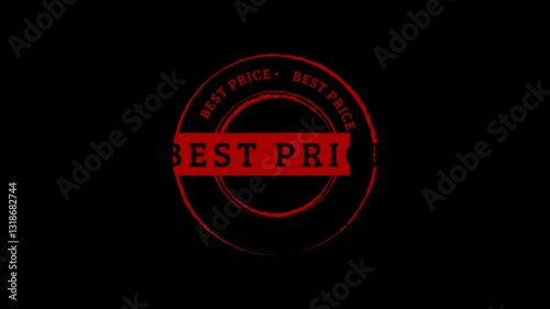 Best price stamp reduced discounted pricing seal mark badge lowest sale animated alpha channel transparent background 4K resolution animation