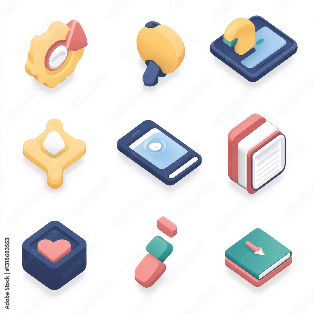 Set of 3d isometric social media icons. Vector illustration. Set of 3d isometric social media icons. Vector illustration.