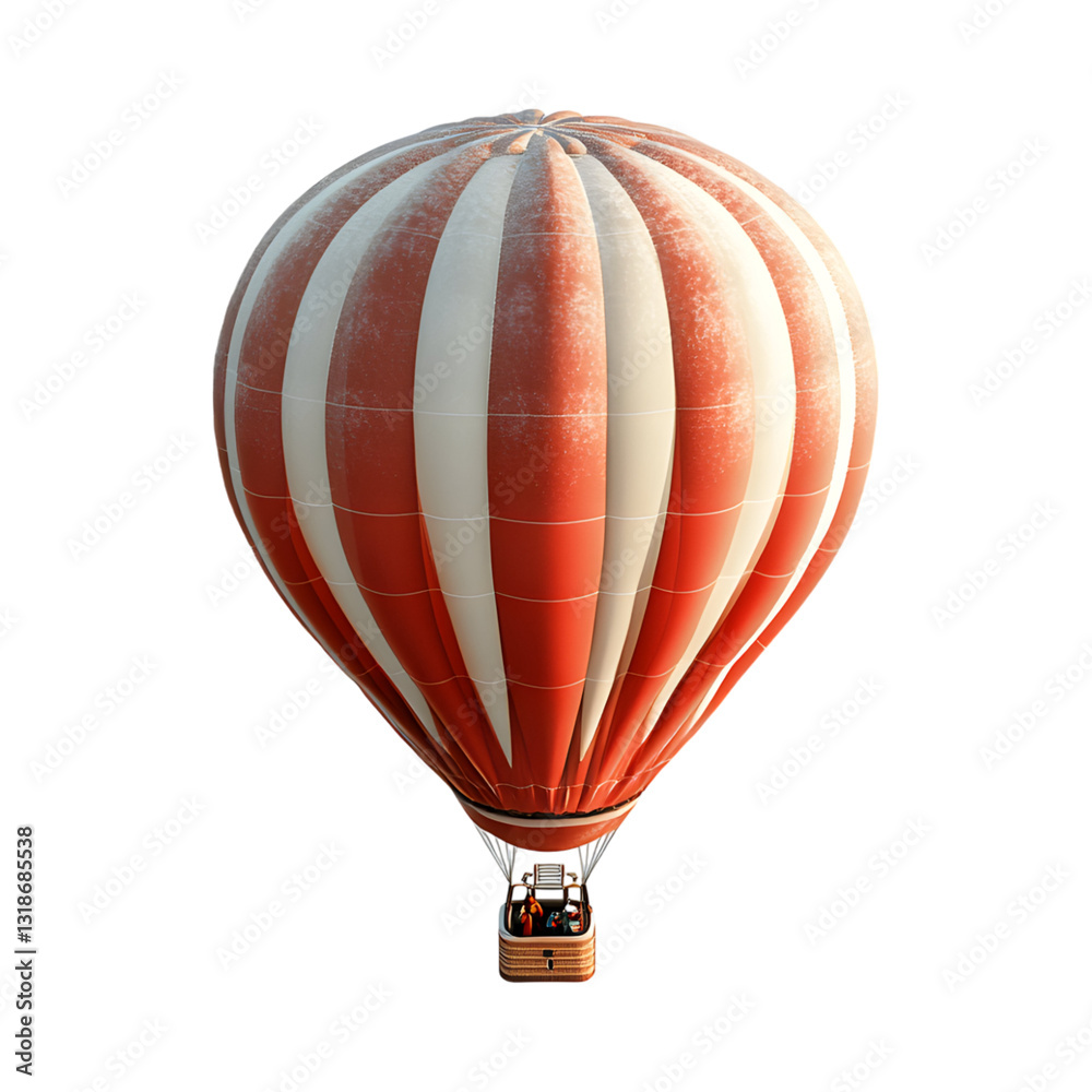 Naklejka premium A Red and White Hot Air Balloon Floating Above a Winter Wonderland Isolated on Transparent Background