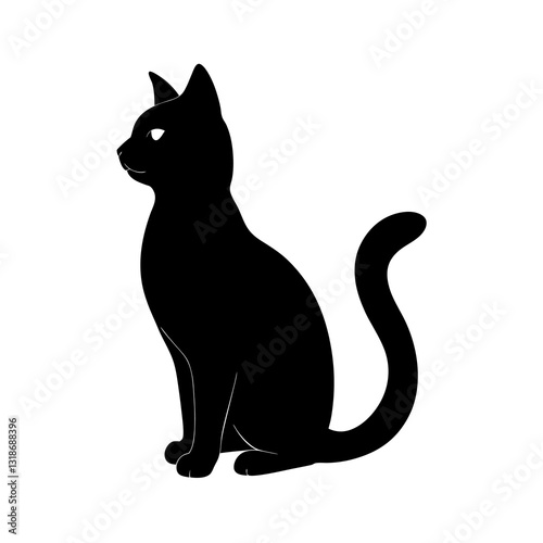 black and white cat silhouette vector illustration 