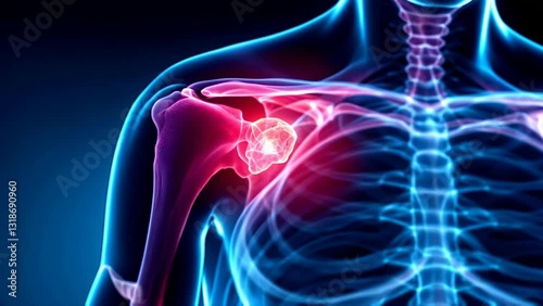 X-ray image of a human shoulder showing Enchondroma disease in the arm bone.