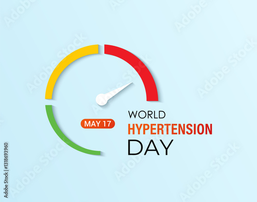 Vector graphic of World Hypertension Day. May 17. High Blood Pressure awareness day victor template. Red Love Image, Stethoscope and Tensiometer image. Banner poster, flyer and background design.