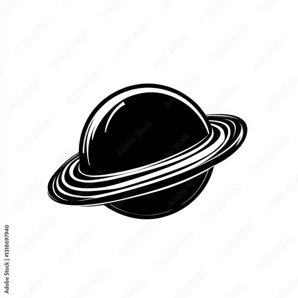 Saturn. Vector illustration. Black and white logo of planet. Saturn. Vector illustration. Black and white logo of planet.