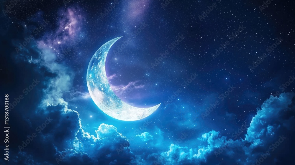 Fototapeta premium Mystical Moon in Starry Night Sky