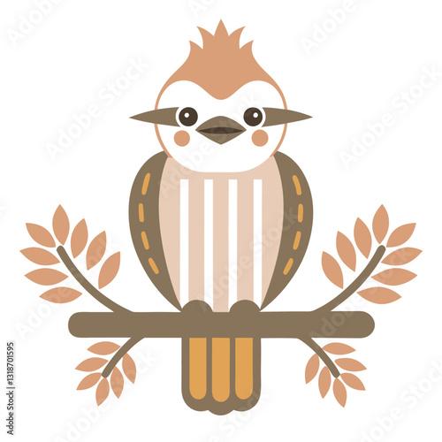 Stylized Bird Perched on Branch Illustration
