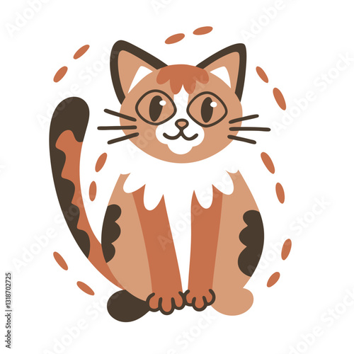 Cute Cartoon Cat Illustration, Pet Animal