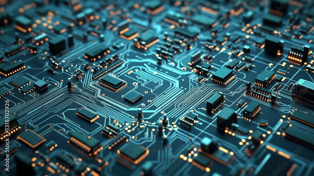 Microchip Maze: Interconnected Circuitry with Integrated Components 