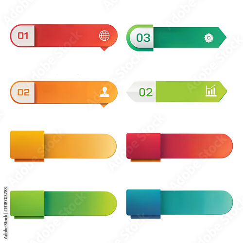 set of colorful labels with numbers
