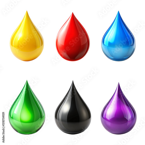 Colorful Droplets: A Spectrum of Six Vibrant Colors