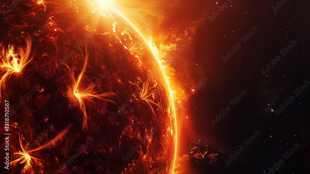 Fototapeta premium The Sun from Deep Space, Plasma Storms and Fiery Solar Flares