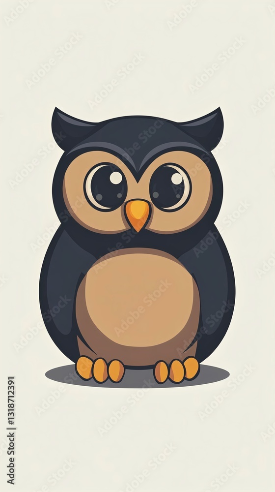 Cute cartoon owl with large eyes and a friendly expression, perfect for children's themes and educational materials. Cute cartoon owl with large eyes and a friendly expression, perfect for children's themes and educational materials.