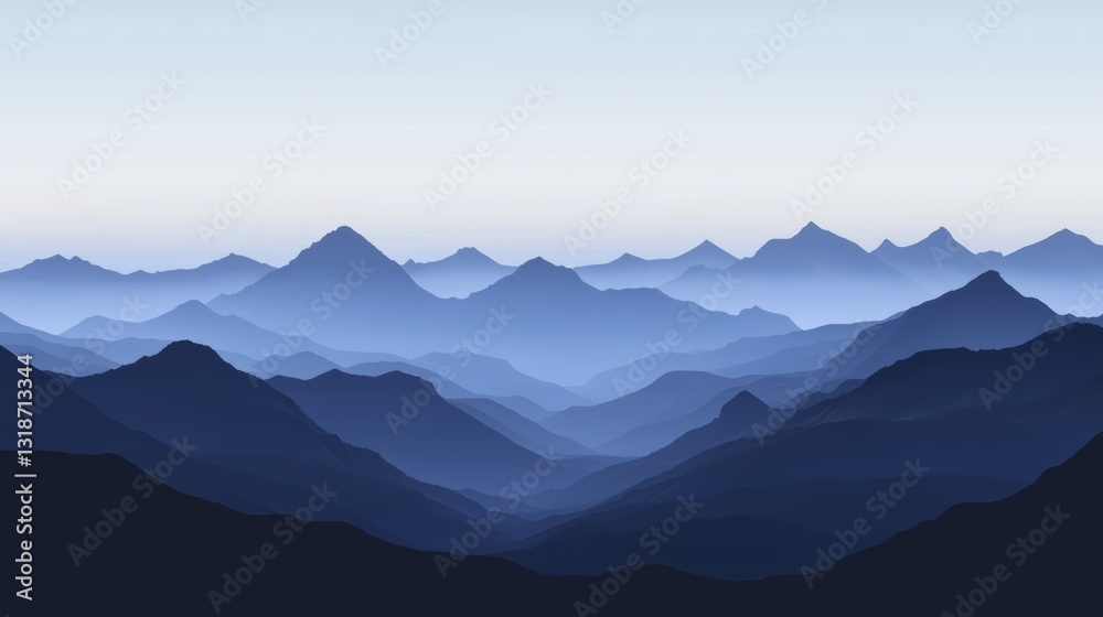 Fototapeta premium Serene Blue Mountain Range