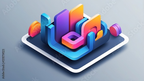 Wallpaper Mural 3D-rendered file upload UI with smooth gradients and reflections Torontodigital.ca