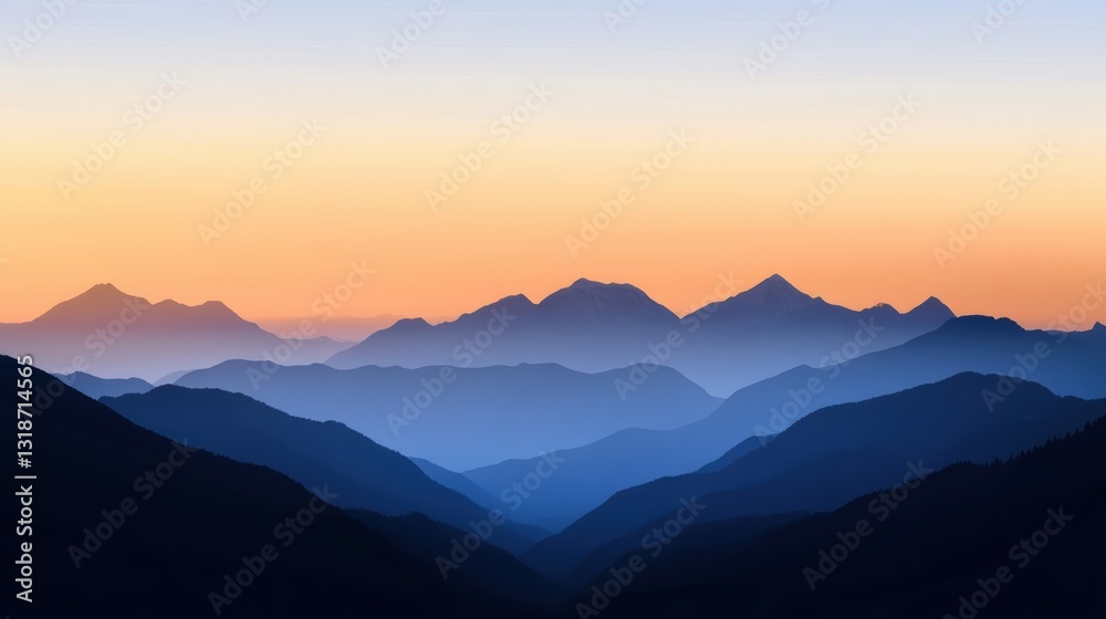Obraz premium Serene Sunset Over Misty Mountains