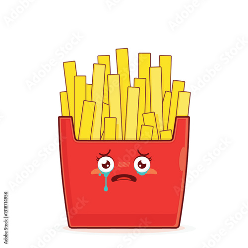 fries potatoes scared face cartoon cute