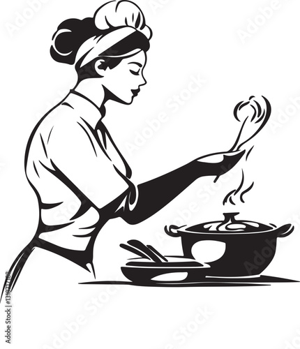 woman cooking in a kitchen