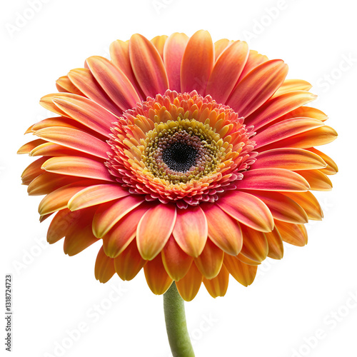 gerbera flower isolated on white, Vibrant Coral Gerbera Daisy Against png