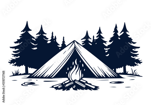 Camping in the forest with tent.